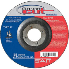 Sait - 6" Wheel Diam, 7/8" Arbor Hole, Type 27 Depressed Center Wheel - Coarse Grade, Ceramic, 10,200 Max RPM - Exact Industrial Supply