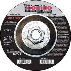 Sait - 6" Wheel Diam, Type 27 Depressed Center Wheel - Coarse Grade, Zirconia Alumina, 10,200 Max RPM - Exact Industrial Supply