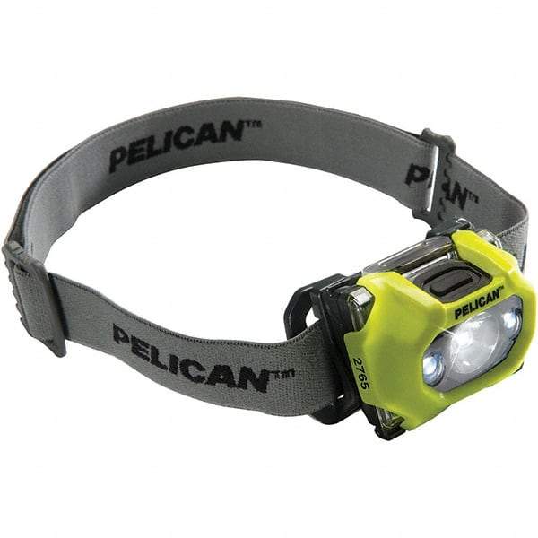 Pelican Products, Inc. - White LED Bulb, 155 Lumens, Hands-free Flashlight - Yellow Polycarbonate Body, 3 AAA Alkaline Batteries Included - Exact Industrial Supply