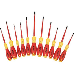 Wiha - 8 Piece Slotted, Phillips, Square & Terminal Xeno Screwdriver Set - Bit Sizes: Philips #1 & #2, Comes in Box - Exact Industrial Supply