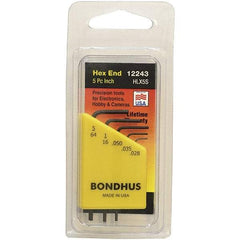 Bondhus - 5 Piece, L-Key Hex Key Set - .028 to 5/64" Range, Protanium Steel - Exact Industrial Supply