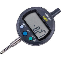Mitutoyo - 0 to 12.7mm Range, 0.001mm Graduation, Electronic Drop Inidicator - Flat Back, 0.02mm Accuracy, LCD Display, Metric - Exact Industrial Supply