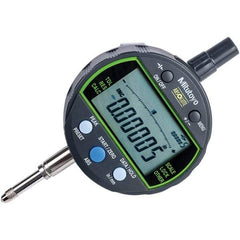 Mitutoyo - 0 to 1/2" Range, 0.00005, 0.0001 & 0.0005" Graduation, Electronic Drop Inidicator - Flat Back, 0.0001" Accuracy, LCD Display, Inch & Metric - Exact Industrial Supply