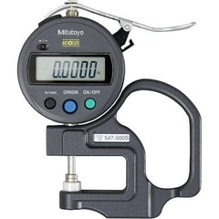 Mitutoyo - 0mm to 12mm Measurement, 0.01mm Resolution Electronic Thickness Gage - Accurate up to 0.001", 1.5 N Measuring Force - Exact Industrial Supply