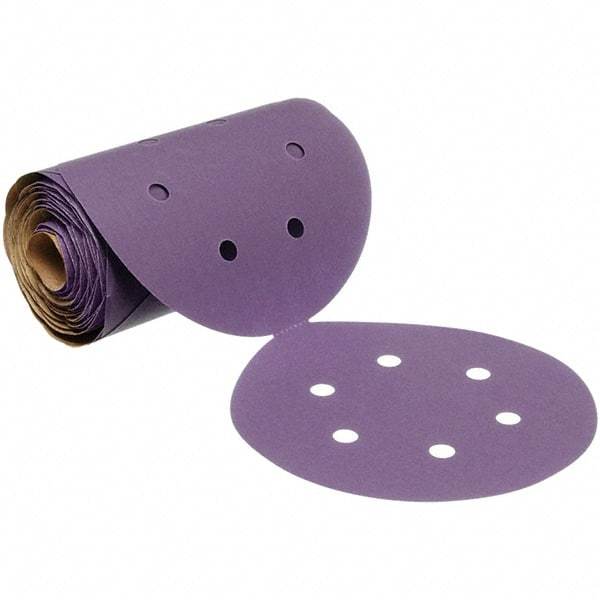 3M - 6" Diam, 400 Grit Ceramic Adhesive PSA Disc - Super Fine Grade, Purple, Polyester Backing, Flexible, 12,000 Max RPM, Use with Random Orbital Sanders - Exact Industrial Supply