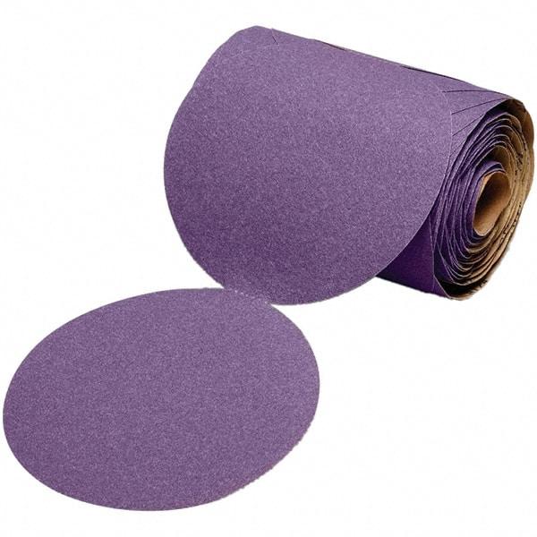 3M - 6" Diam, 240 Grit Ceramic Adhesive PSA Disc - Very Fine Grade, Purple, Polyester Backing, Flexible, 12,000 Max RPM, Use with Random Orbital Sanders - Exact Industrial Supply
