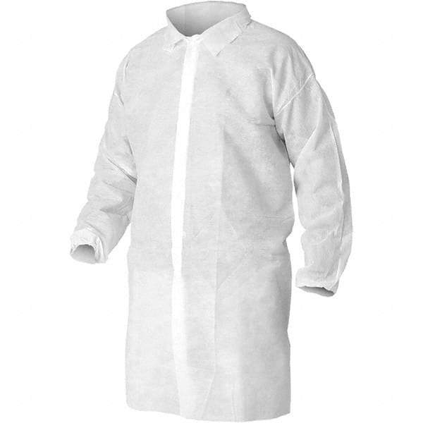 KleenGuard - 3XL, White Lab Coat - SMMMS Material, Snap Front, Elastic Cuffs - Exact Industrial Supply