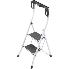 Hailo - 2 Steps, 3' 6" High, EN14183 Rating, Tubular Steel Step Ladder - 330 Lb Capacity, 18-29/32" Base Width - Exact Industrial Supply