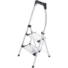 Hailo - 2 Steps, 3' 9" High, EN14183 Rating, Aluminum Step Ladder - 330 Lb Capacity, 20-15/32" Base Width - Exact Industrial Supply