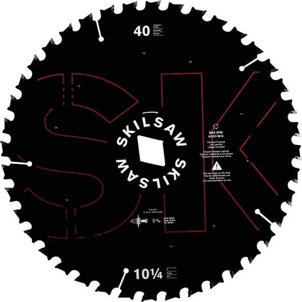 Skilsaw - 10-1/4" Diam, 1" Arbor Hole Diam, 40 Tooth Wet & Dry Cut Saw Blade - Cermet-Tipped, Cutoff Action, Diamond Arbor - Exact Industrial Supply