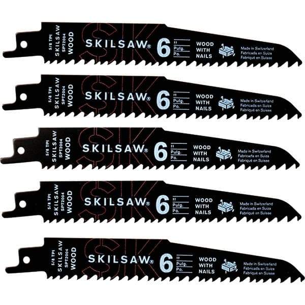 Skilsaw - 9" Long x 1" Thick, Bi-Metal Reciprocating Saw Blade - Straight Profile, 5 to 8 TPI, Toothed Edge, Universal Shank - Exact Industrial Supply