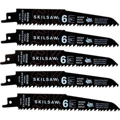 Skilsaw - 6" Long x 1" Thick, Bi-Metal Reciprocating Saw Blade - Straight Profile, 5 to 8 TPI, Toothed Edge, Universal Shank - Exact Industrial Supply