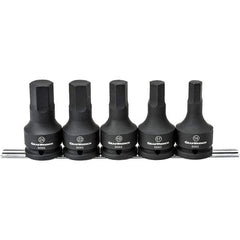 GearWrench - 5 Piece 3/4" Drive Impact Hex Bit Socket Set - 14 to 24mm Hex, Comes in Rail - Exact Industrial Supply