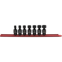 GearWrench - 7 Piece 3/8" Drive Black Finish Impact Socket Set - 6 Points, 3/8" to 3/4" Range, Inch Measurement Standard - Exact Industrial Supply