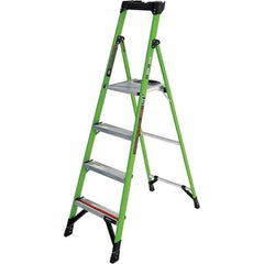 Little Giant Ladder - 4 Steps, 6' High, Type IA Rating, Fiberglass Step Ladder - 300 Lb Capacity, 22" Base Width - Exact Industrial Supply