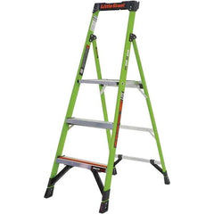 Little Giant Ladder - 3 Steps, 5' High, Type IA Rating, Fiberglass Step Ladder - 300 Lb Capacity, 20-1/2" Base Width - Exact Industrial Supply