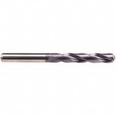 Jobber Length Drill Bit: 0.3858″ Dia, 140 °, Solid Carbide TiAlN Finish, Right Hand Cut, Spiral Flute, Straight-Cylindrical Shank