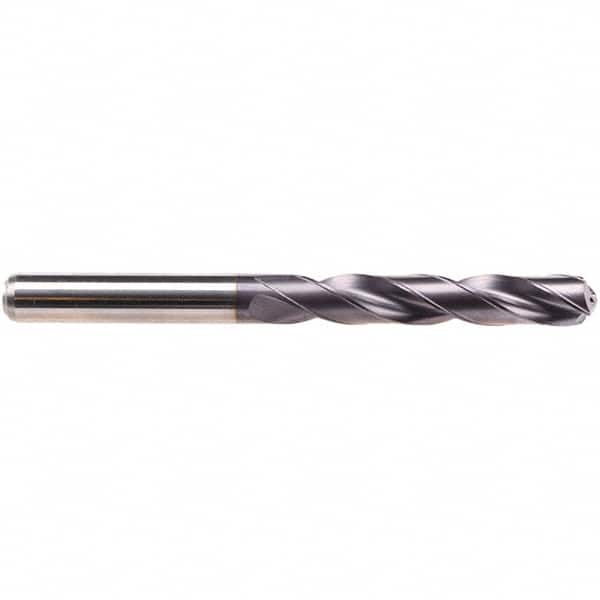 Jobber Length Drill Bit: 0.378″ Dia, 140 °, Solid Carbide TiAlN Finish, Right Hand Cut, Spiral Flute, Straight-Cylindrical Shank