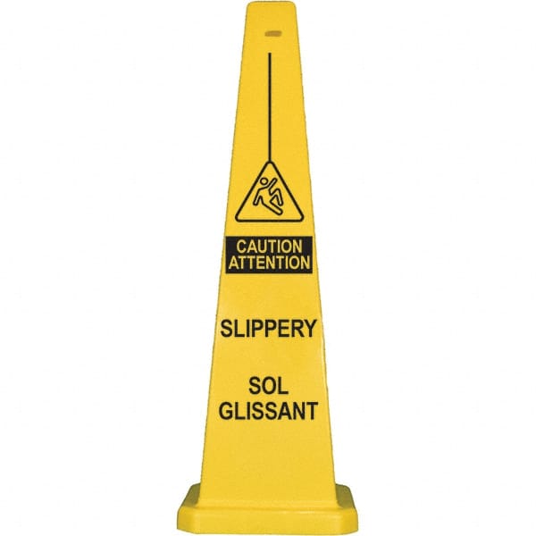 PRO-SAFE - Wet Floor, 12" Wide x 36" High, Polypropylene Cone Floor Sign - Exact Industrial Supply