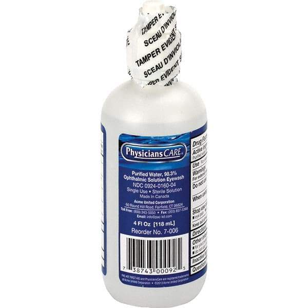 PRO-SAFE - 4 oz, Disposable Eyewash Bottle - Approved by ANSI Spec - ANSI Z308.1-2015 - Exact Industrial Supply