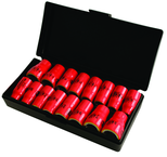 Insulated 3/8" Drive Inch & Metric Socket Set 5/16"-3/4" and 8.0mm - 19mm Sockets in Storage Box. 16 Pc Set - Exact Industrial Supply