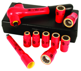 Insulated 3/8" Drive Inch Socket Set 5/16" - 3/4" 125mm Extension Bar and 3/8" Drive Ratchet in Storage Box. 10 Pc Set - Exact Industrial Supply