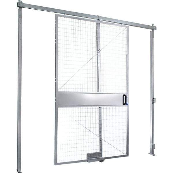 Folding Guard - 6' Wide x 8' High, Sliding Door for Temporary Structures - Welded Wire - Exact Industrial Supply