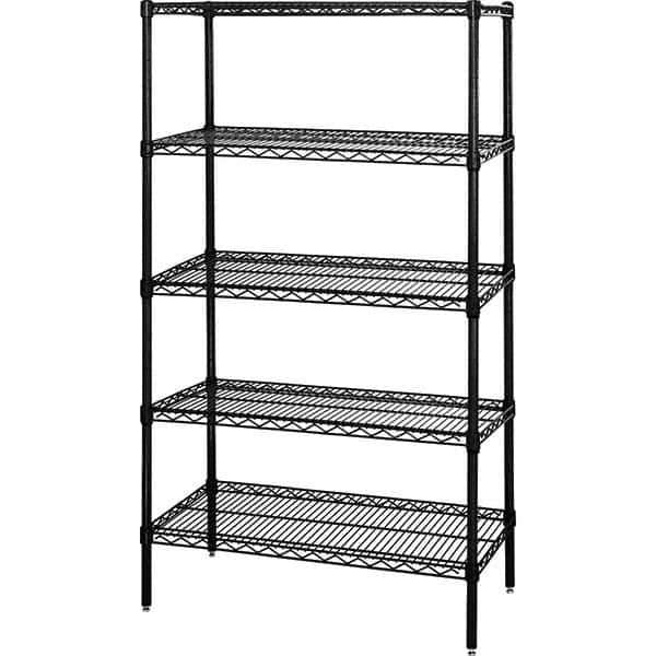 Quantum Storage - 5 Shelf Wire Shelving Add-On Unit - 36" Wide x 60" Deep x 54" High, - Exact Industrial Supply