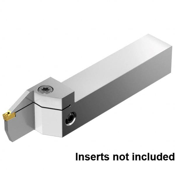 16mm Max Depth, 2mm to 2mm Width, External Left Hand Indexable Grooving/Cutoff Toolholder 150mm OAL, 25mm x 25mm Shank, Uses EG0200M02P02 Inserts, EVSM Toolholder, Through Coolant, Series EVSM