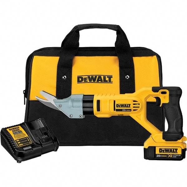 DeWALT - 2,500 SPM, 20 Volt, Pistol Grip Handle, Handheld Cordless Shear - 5/8" Cutting Capacity - Exact Industrial Supply