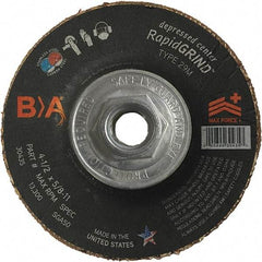 BULLARD - 50 Grit, 5" Wheel Diam, 1/8" Wheel Thickness, Type 29 Depressed Center Wheel - Coarse Grade, Ceramic, 12,200 Max RPM, Compatible with Angle Grinder - Exact Industrial Supply