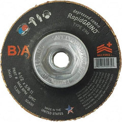 BULLARD - 50 Grit, 4-1/2" Wheel Diam, 1/8" Wheel Thickness, Type 29 Depressed Center Wheel - Coarse Grade, Ceramic, 13,300 Max RPM, Compatible with Angle Grinder - Exact Industrial Supply