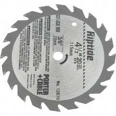 Porter-Cable - 4-1/2" Diam, 3/8" Arbor Hole Diam, 20 Tooth Wet & Dry Cut Saw Blade - Carbide-Tipped, Ripping Action, Standard Round Arbor - Exact Industrial Supply