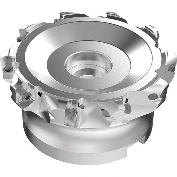 Seco - 10 Inserts, 87mm Cutter Diam, 1.8mm Max Depth of Cut, Indexable High-Feed Face Mill - 32mm Arbor Hole Diam, 0.5669" Keyway Width, 50mm High, R220.21-LP09 Toolholder, LPKT09 Inserts, Series High Feed - Exact Industrial Supply