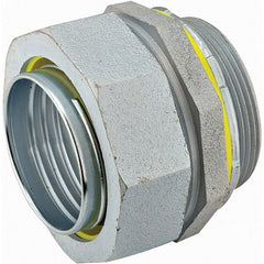 Conduit Connector: For Liquid-Tight, Malleable Iron, 1-1/2″ Trade Size Non-Insulated, Straight Connector, Threaded Connection
