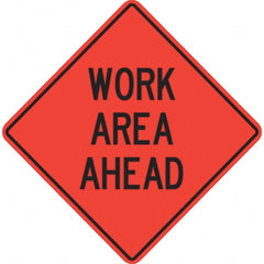 Traffic Control Sign: Triangle, ″Work Area Ahead″ Vinyl, Sign Stand Mount, 36″ High