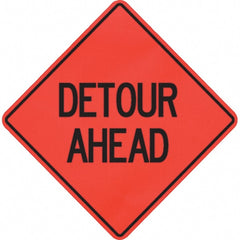 PRO-SAFE - "Detour Ahead," 48" Wide x 48" High Vinyl Traffic Control Sign - Exact Industrial Supply