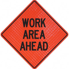 PRO-SAFE - "Work Area Ahead," 36" Wide x 36" High Vinyl Traffic Control Sign - Exact Industrial Supply