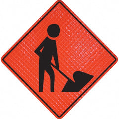 PRO-SAFE - Worker Digging, 36" Wide x 36" High Vinyl Traffic Control Sign - Exact Industrial Supply