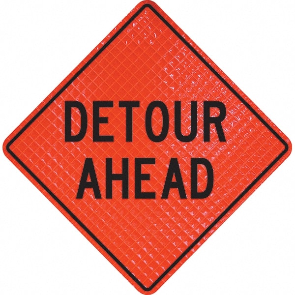 PRO-SAFE - "Detour Ahead," 36" Wide x 36" High Vinyl Traffic Control Sign - Exact Industrial Supply
