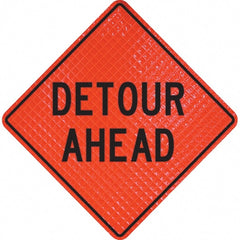 PRO-SAFE - "Detour Ahead," 36" Wide x 36" High Vinyl Traffic Control Sign - Exact Industrial Supply