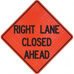PRO-SAFE - "Right Lane Closed Ahead," 48" Wide x 48" High Vinyl Traffic Control Sign - Exact Industrial Supply