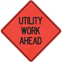 PRO-SAFE - "Utility Work Ahead," 36" Wide x 36" High Vinyl Traffic Control Sign - Exact Industrial Supply