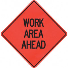 PRO-SAFE - "Work Area Ahead," 36" Wide x 36" High Vinyl Traffic Control Sign - Exact Industrial Supply
