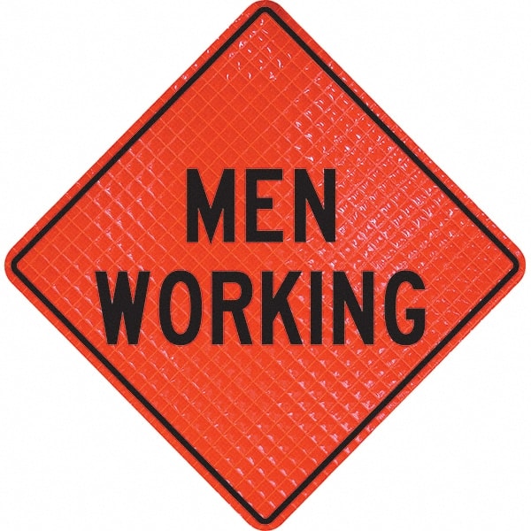 PRO-SAFE - "Men Working," 36" Wide x 36" High Vinyl Traffic Control Sign - Exact Industrial Supply