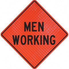 PRO-SAFE - "Men Working," 36" Wide x 36" High Vinyl Traffic Control Sign - Exact Industrial Supply