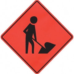 PRO-SAFE - Worker Digging, 48" Wide x 48" High Vinyl Traffic Control Sign - Exact Industrial Supply