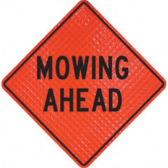 PRO-SAFE - "Mowing Ahead," 36" Wide x 36" High Vinyl Traffic Control Sign - Exact Industrial Supply