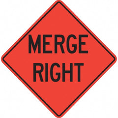 PRO-SAFE - "Merge Right," 36" Wide x 36" High Vinyl Traffic Control Sign - Exact Industrial Supply