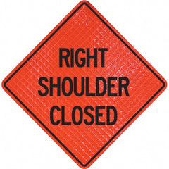 PRO-SAFE - "Right Shoulder Closed," 48" Wide x 48" High Vinyl Traffic Control Sign - Exact Industrial Supply